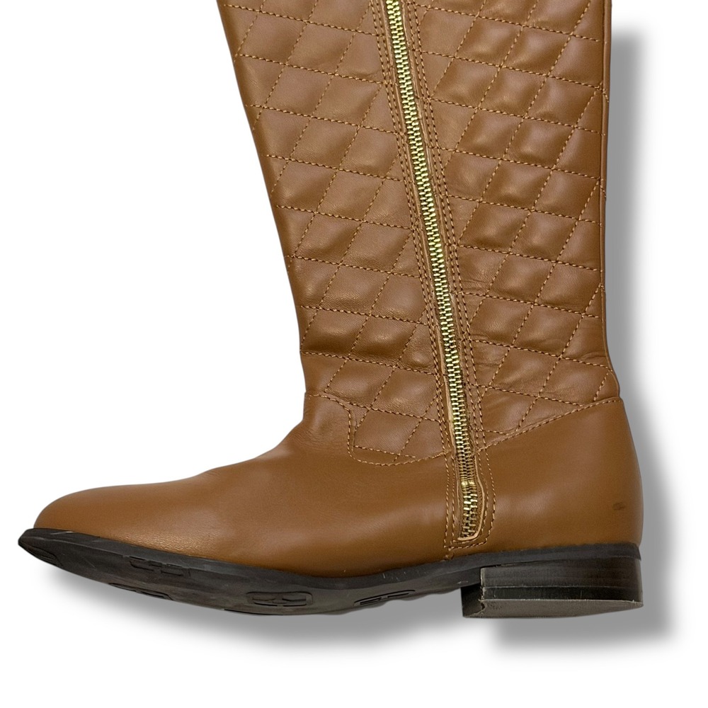 IMAN Women's quilted tan brown Leather Upper Riding Boots Size 7.5 - Picture 7 of 12